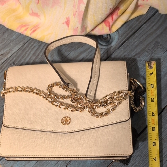 Tory Burch White Crossbody Bag Clean Stylish Leather Career Club Sophisticated - Picture 16 of 16
